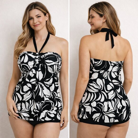 Dana Buchman Other - Dana Buchman Black & White Floral Halter Tankini top only (no bottoms) – Size 16